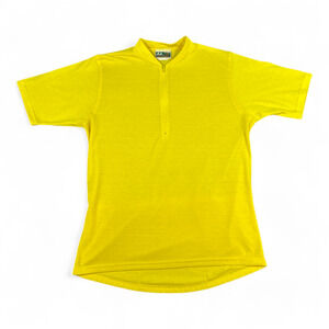 Vintage Nashbar Cycling Jersey Adult LARGE Yellow Blank USA Made Zip Pocket 90s